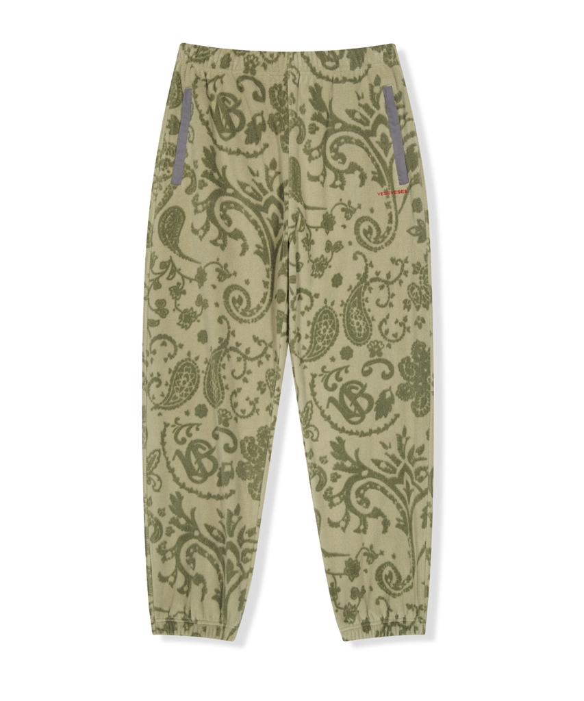 YESEYESEE Paisley Polar Fleece Pants Khaki