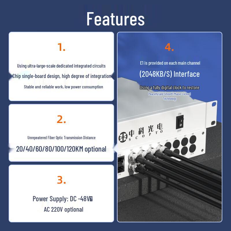 Zhongke Optoelectronics PDH Optical Transceiver with E1 & Ethernet Ports