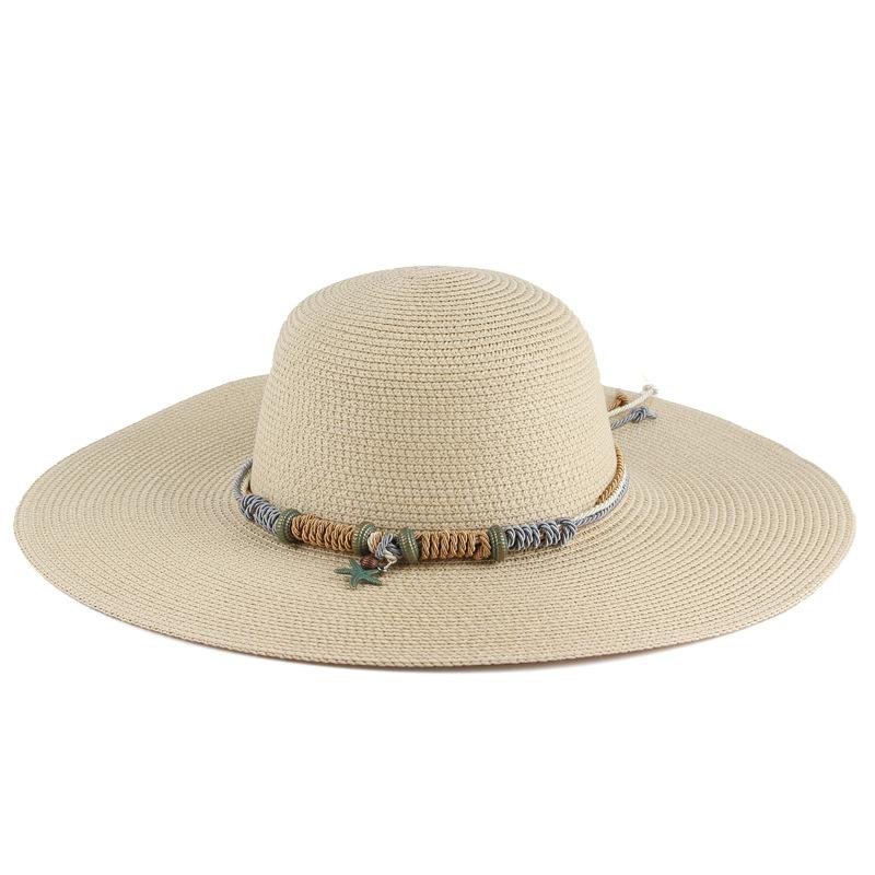 Summer Ladies Outdoor Travel Visor Beach Large Brim Sun Hat Dome Straw Hat