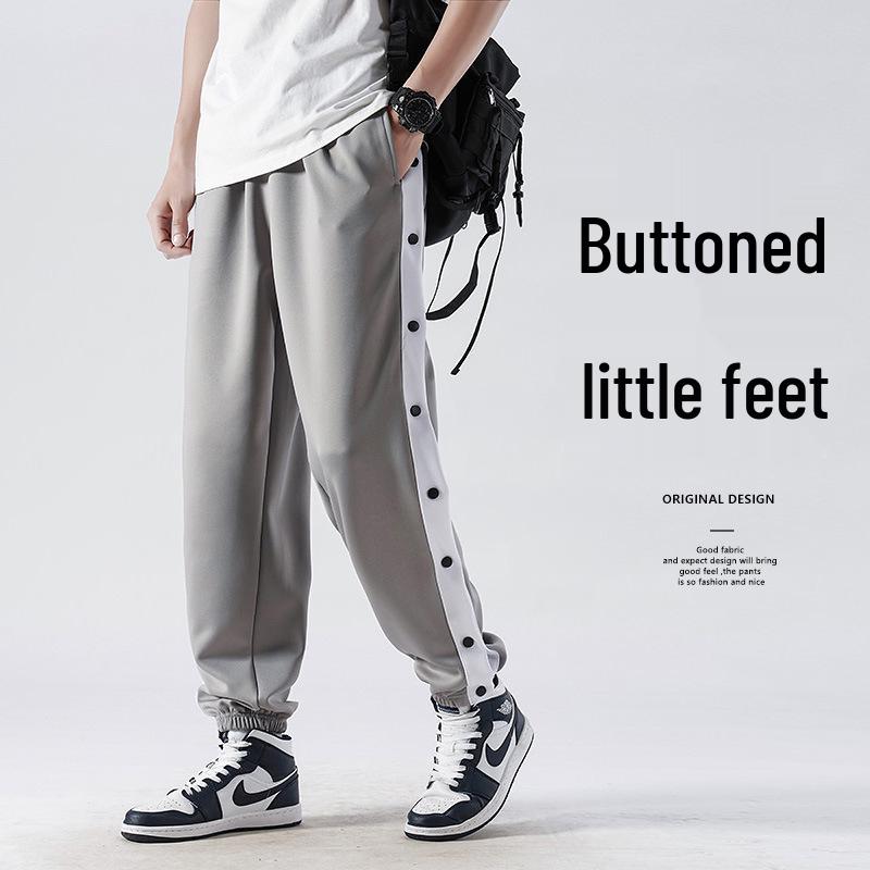 Pánské přeshraniční sportovní snap jogger kalhoty - Ležérní volný střih pro jaro a podzimní basketbalový trénink