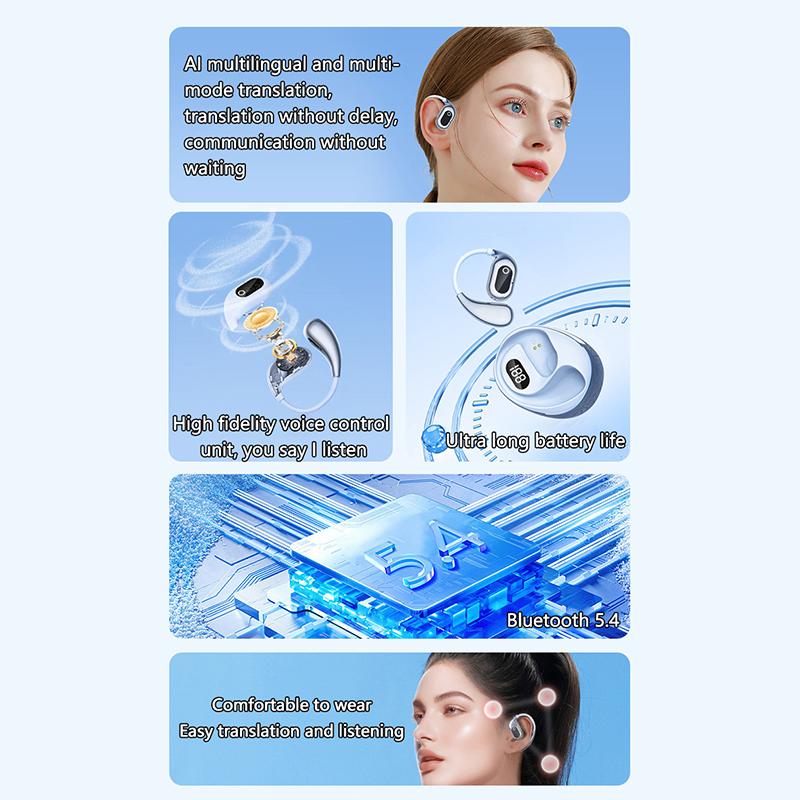 Ai Language Translation Tws Wireless Ear Hanging Earphone Headphone Headset For Iphone For Samsung Huawei Long Battery Life