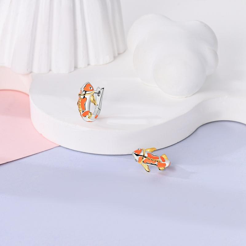 New 925 Silver Hope Rainbow Flower Earrings For Women Sparkling Colored Zircon Star Koi Earrings Fashion Party Jewelry