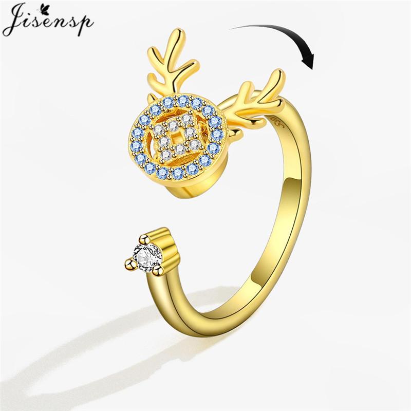 Luxury Anxiety Ring Fidget Spinner Ring for Women Crystal Flower Butterfly Animal Finger Ring Rotate Anti Stress Wedding Jewerly
