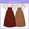 Renaissance High Waist Button Skirt Gothic Irregular Top For Halloween Party Costume