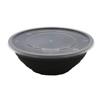 Disposable Black Round Single-Compartment Food Container with Sealed Lid