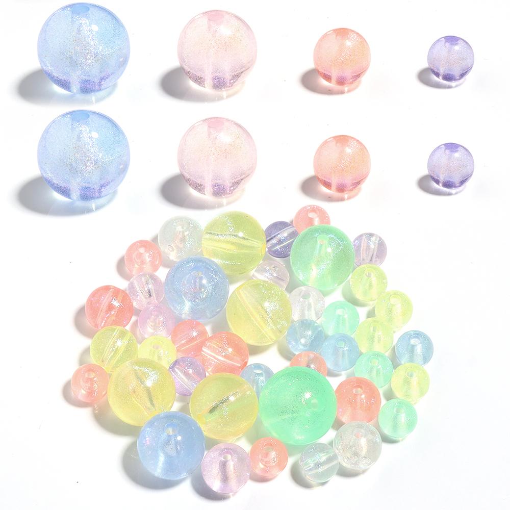 8 10 14 16mm Acrylic Plated Colored Beads Transparent Loose Spacer Round Beads DIY Exquisite Bracelet Phone Chains Accessories