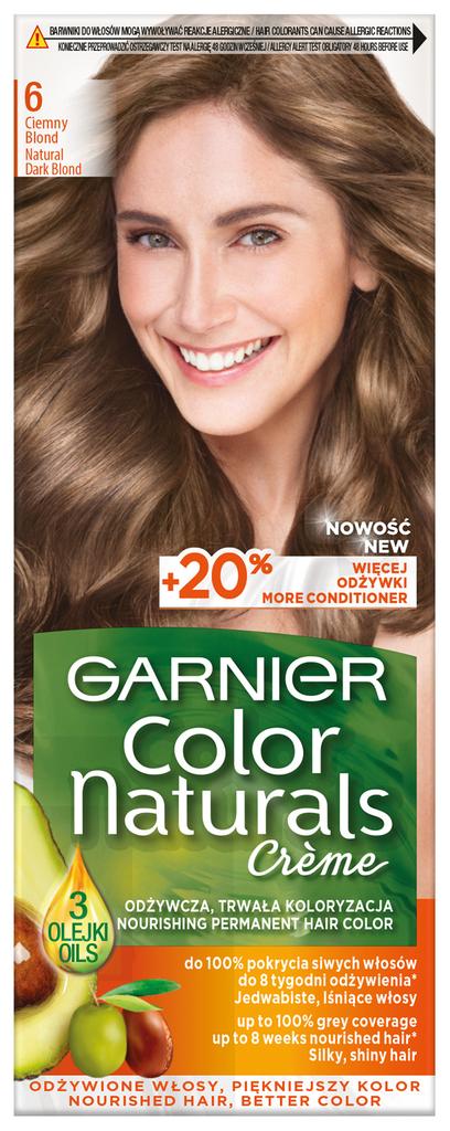 Garnier Color Naturals Hair Cream, Permanent, Nourishing Color, No. 6