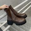 British Retro Platform Short Boots Autumn And Winter Small Thin Boots Pleated Platform Inverted Boots Fashion Boots