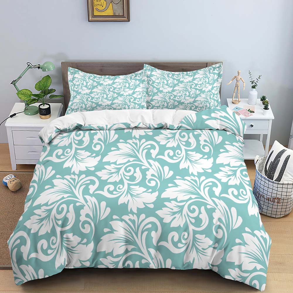Flower Leaves Duvet Cover Set Fashion Pattern Print Polyester Comforter Covers with Pillow Case King Queen Twin Size Bedding Set