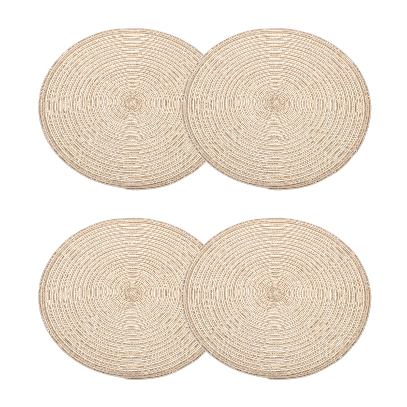 uxcell 4-Piece Round Braid Placemats, 15  Non-Slip Round Table Mats for Dining Tables, Washable, Warm Braided Placemats for Indoor and Outdoor Family