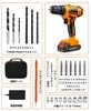 Elektrischer Schraubendreher und Bohrer-Set mit 2 21V 1500mAh Bohrern mit Drehmoment, maximaler Geschwindigkeit, Bohrkraft-Werkzeugset mit 21 Bohrern und Aufbewahrung, einfach zu bedienen