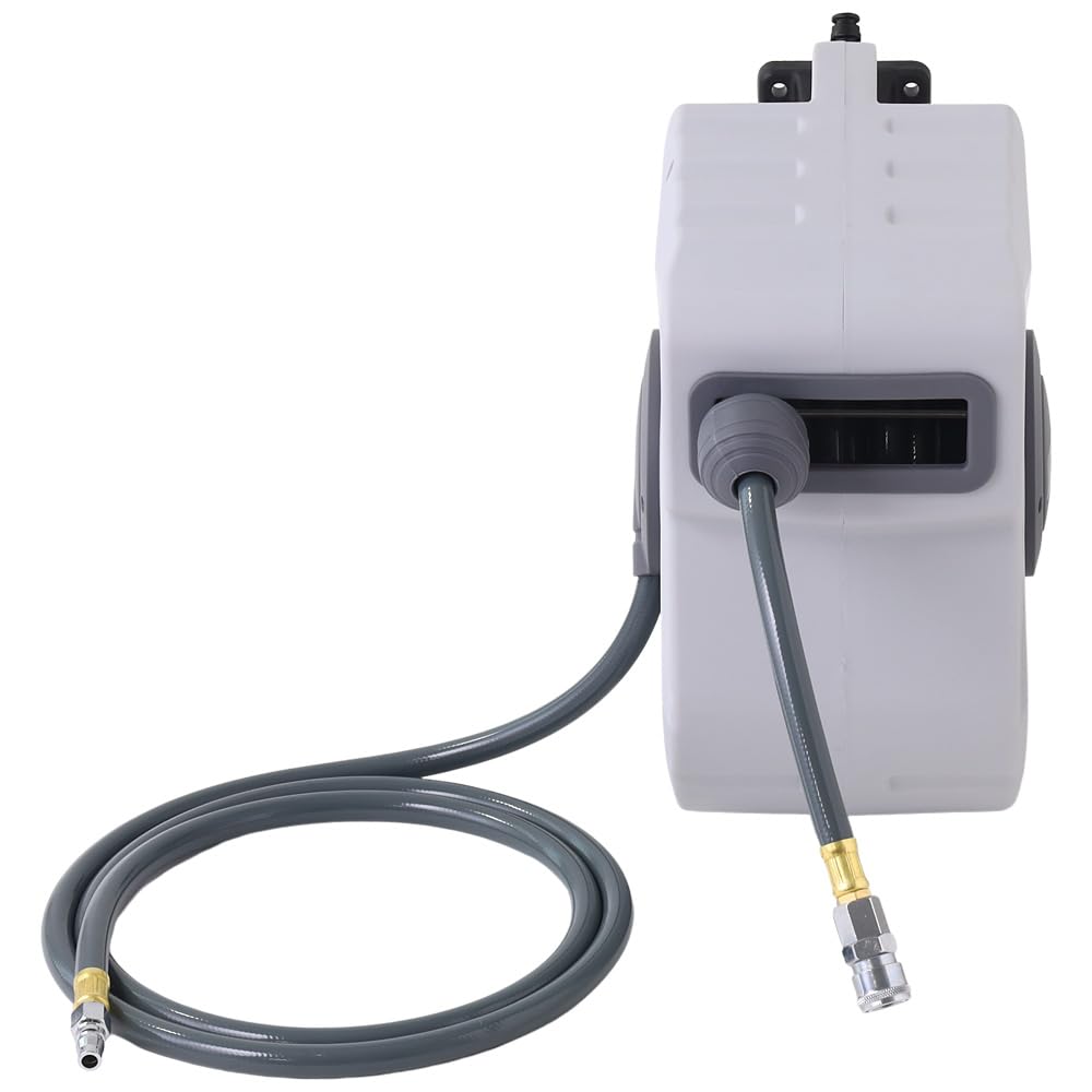 seathestars Automatic Retractable Air Hose for Pneumatic Hose Inner Coupler Reel, 20m, Wall-Mounted, Ceiling-Mounted, Portable, 180° Rotating, Tools,