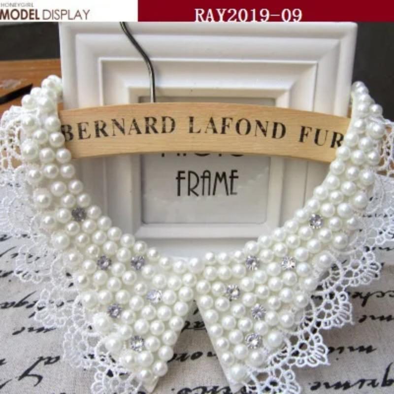 1PCS Lace Collar Flower Decoration DIY Embroidery Pearl Clothes Collar Stereoscopic Hollow Embroidery Fake Collar Wearable Colla