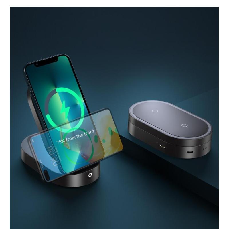 WS New Three-in-one Wireless Charger Charging Treasure Mobile Power Folding Wireless Charging 15W Gift Logo