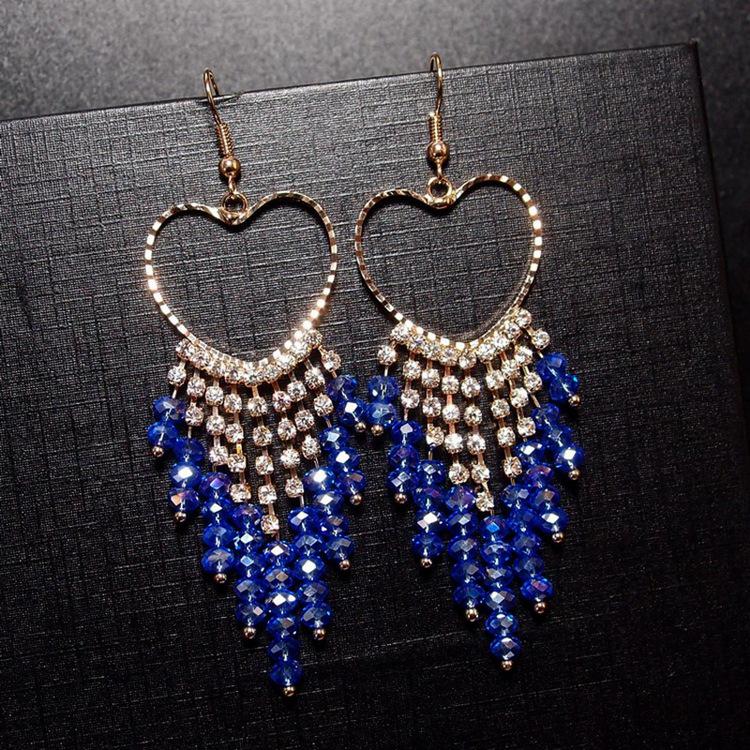 Star Shine Luxury Crystal Earrings Fashion Gala High-end Diamond Earrings Tassel Temperament Earrings