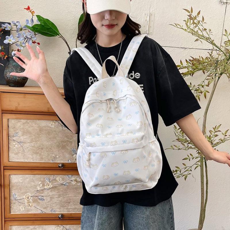 Charming Floral Bowknot Backpack for Students: Junior High, High School, and College