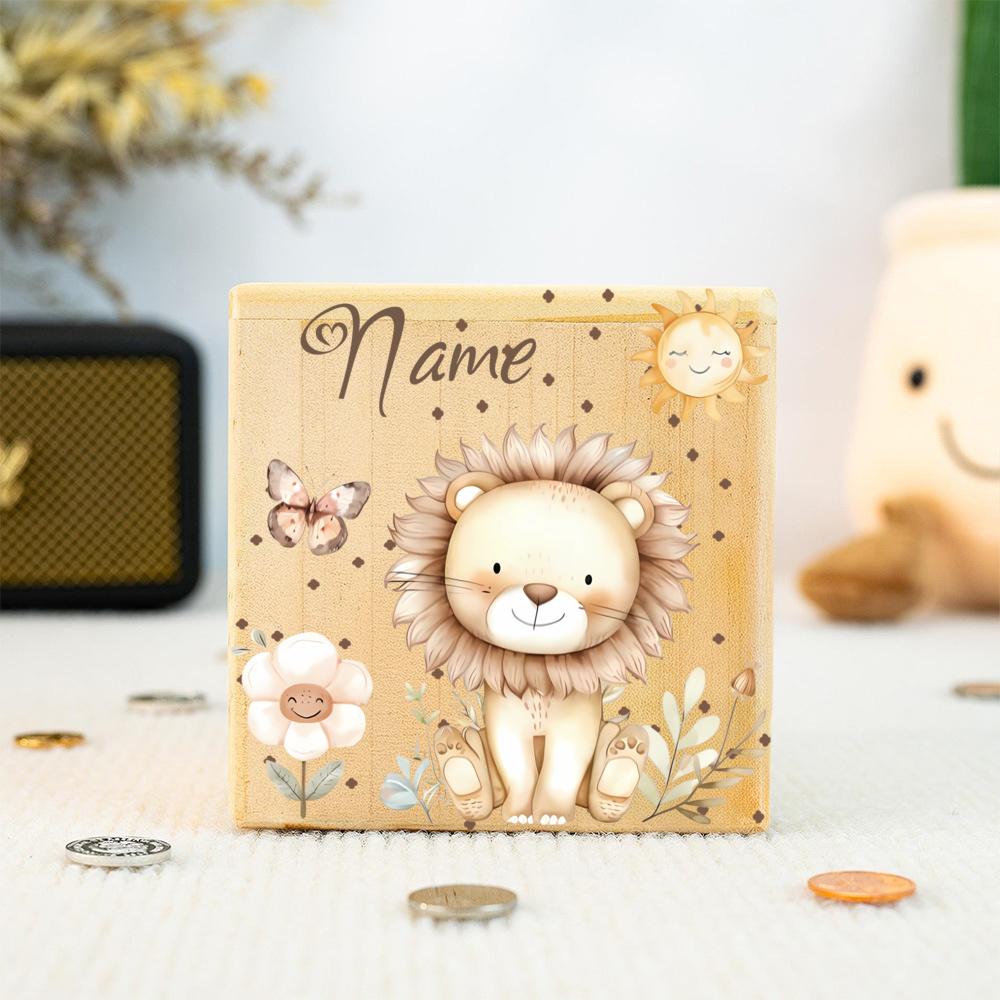 Personalized Piggy Bank with Name Kids Coin Bank Wooden Piggy Banks Gift Kid Christmas Gift Nursery Decor Money Box for Children