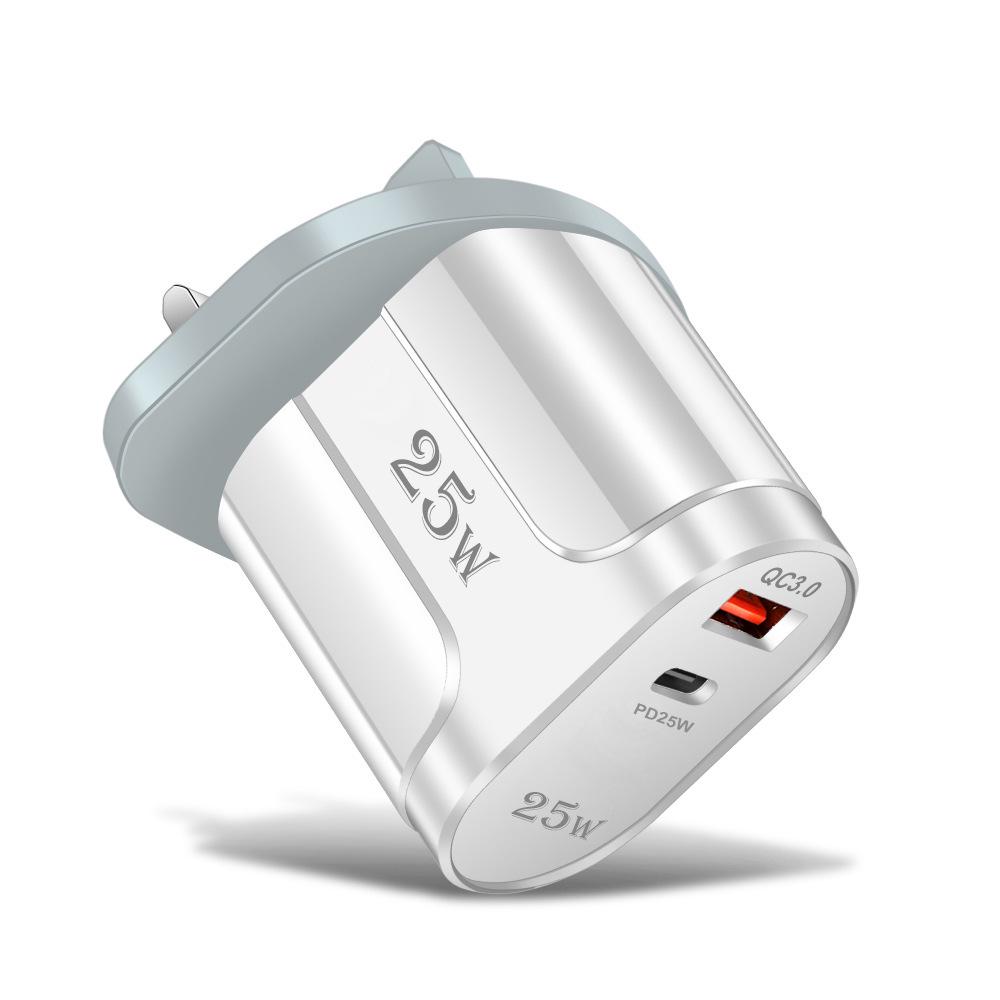 QC3.0+PD 25W High-Power Fast Charger with EU, US, UK Plug Options
