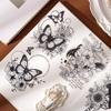 Black & White Flower Shadow Collage Stickers, Large Size – DIY Decorative Journal Material