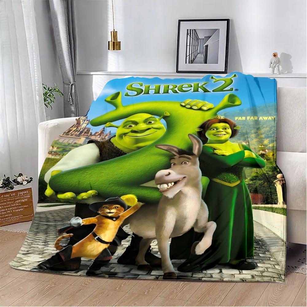 Funny Cartoon Shrek Printed Blanket Picnic Blankets Warm Blanket Soft and Comfortable Blanket Home Travel Birthday Gift
