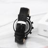 JewelryWe Men's Leather Belt Watch 3ATM Water Resistant Roman Numerals Luminous Calendar Quartz Fashion Accessory Gift