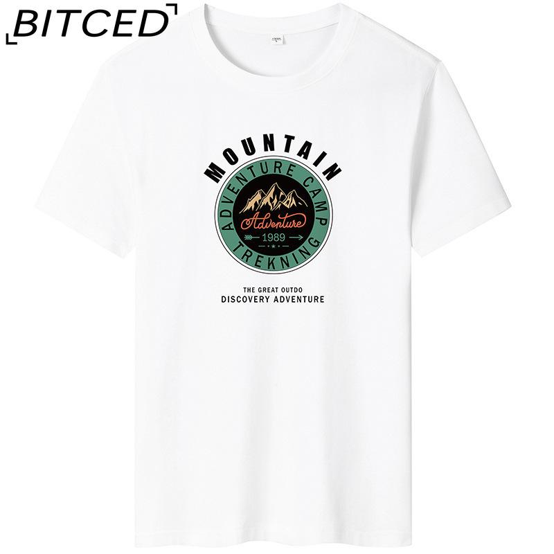 BITCED Kurzarm-T-Shirt aus Baumwolle für Herren, modisch, lockeres Halbarmhemd, bedrucktes mitfühlendes Hemd