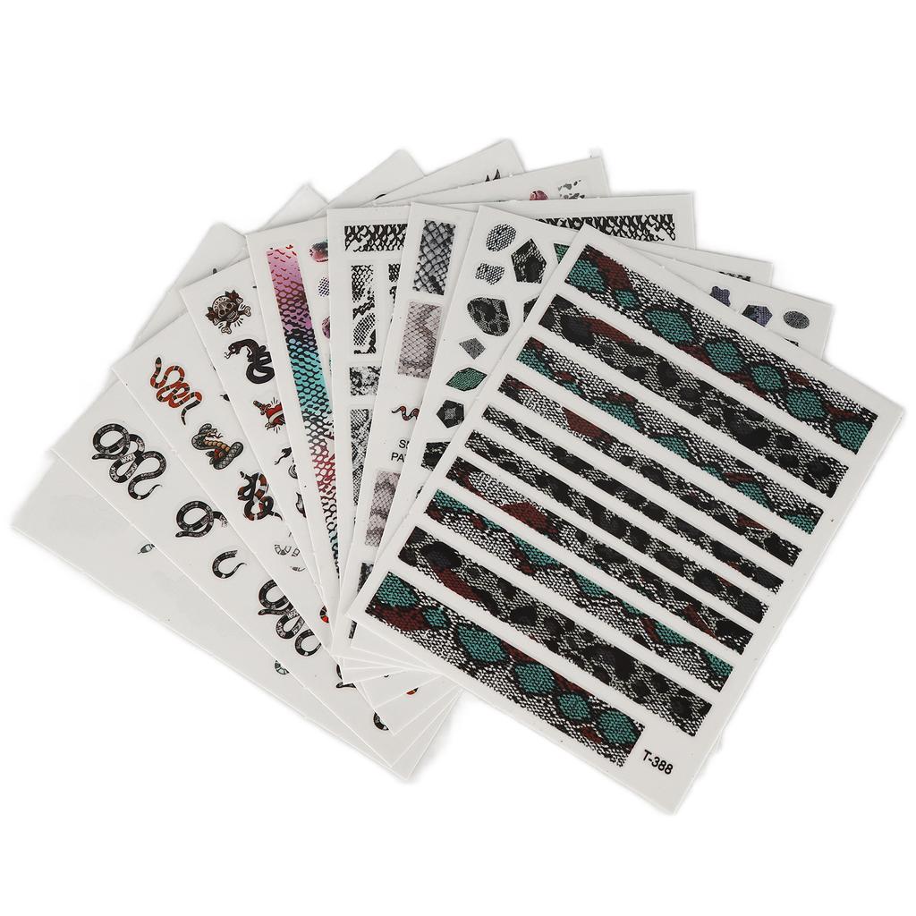 9 Sheets Snake Nail Art Stickers Self Adhesive DIY Manicure Decoration Nail Art Accessories