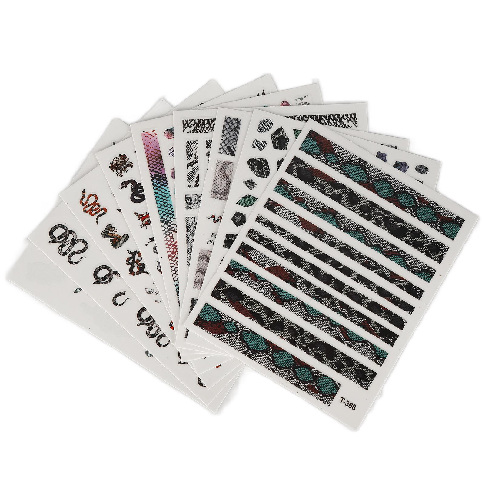 

9 листов змеиные наклейки для дизайна ногтей самоклеющиеся DIY маникюр украшения аксессуары для дизайна ногтей