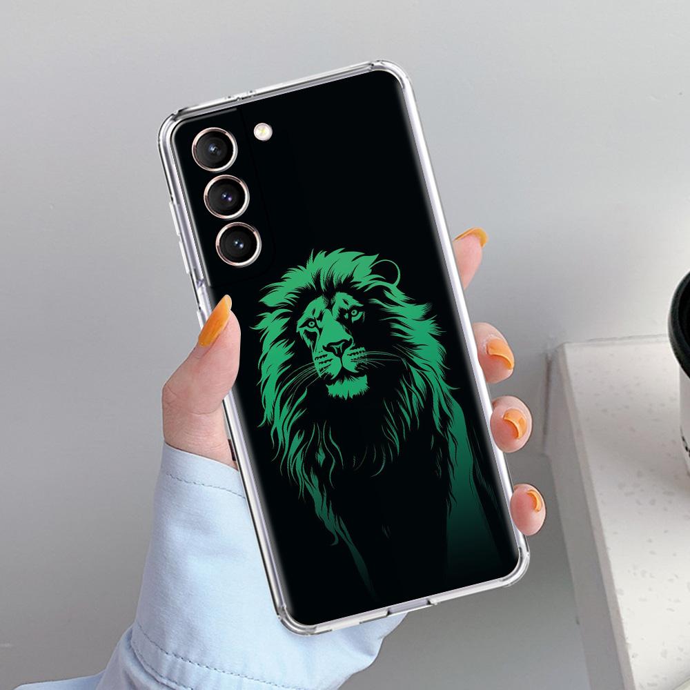 Phone Case For Samsung Galaxy S26 S25 S24 S23 S22 Ultra S20 S21 FE 5G Plus Soft Clear Cover Concise Lion Pattern