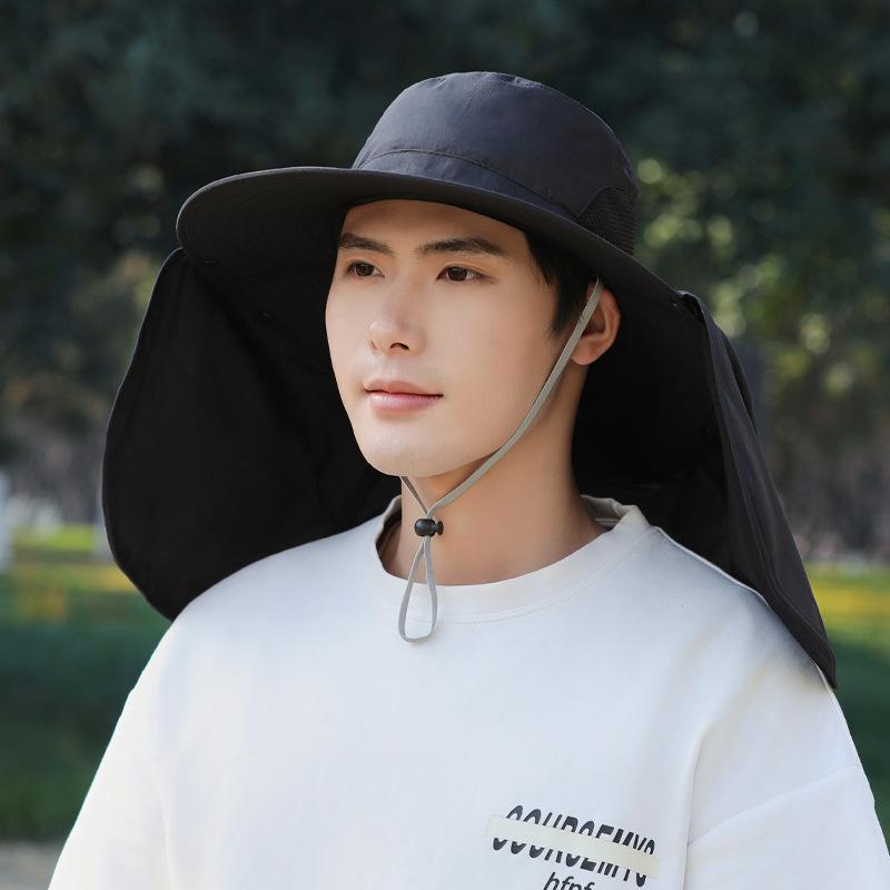 Summer Men's Outdoor Sun Hat Shawl Fishing Hat UV Protection Mountaineering Hat Waterproof Sun Protection Hat Bucket Hat