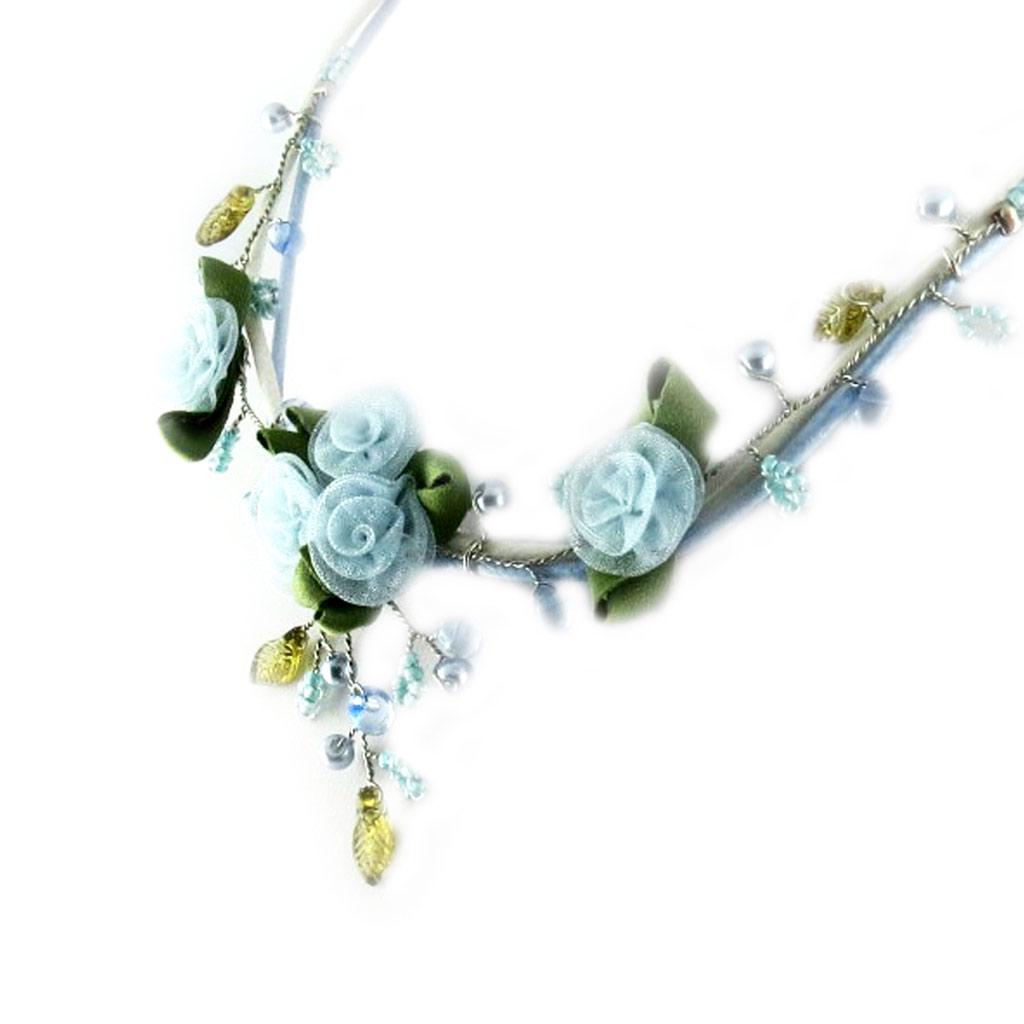 Les Trésors De Lily [D2081] - Designer Necklace 'Roses d'Amour' Blue