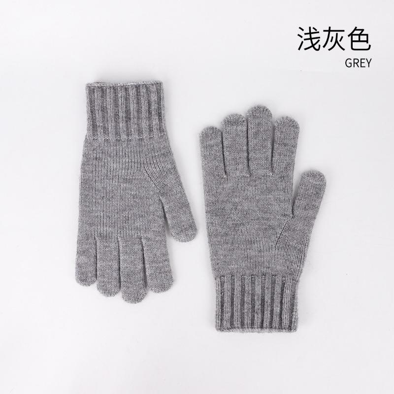 Camel wool gloves winter cold warm simple fashion wool gloves solid color five finger outdoor knitted gloves