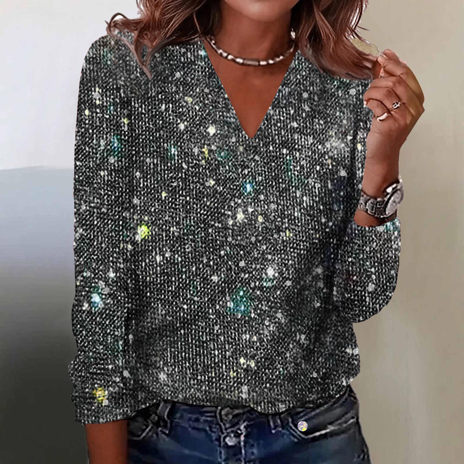 

Женская футболка с принтом, V-образным вырезом и длинными рукавами, пуловер M