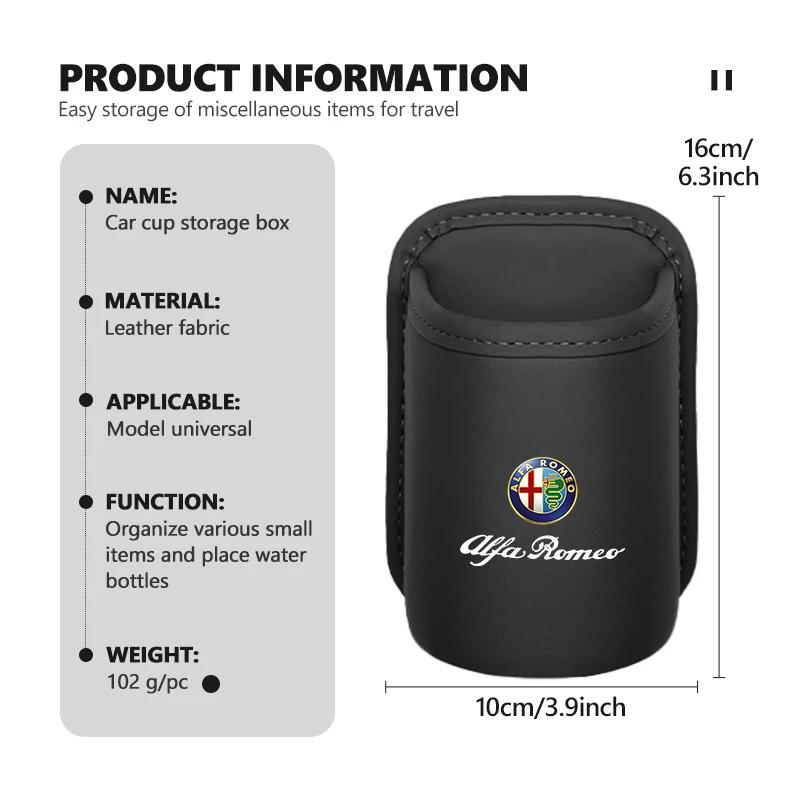 Bilklistermärken För Alfa Romeo Läder Bil Dörr Sida Mugghållare Dryck Telefon Förvaringslåda Bil Interiörtillbehör För Alfa Romeo Gi
