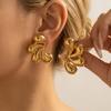 Fashion Stainless Steel Flower Water Drop Petal Stud Earrings for Women Classical Floral Earrings Party Jewelry Gift