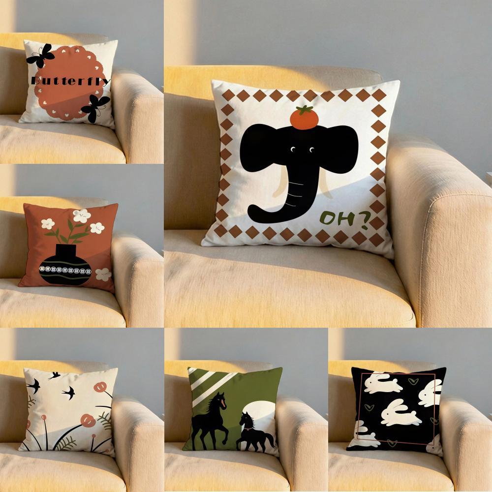 Classic Vintage Pattern Cushion Cover Soft Reversible Durable Pillow Cover MultiScene Use for Home Car Daily Comfort