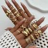 Ingemark Lot de 20 Anneaux Ouverts Punk Métal Épais Tendance Vintage Irrégulier Couleur Or Géométriques Bijoux Steampunk Hommes