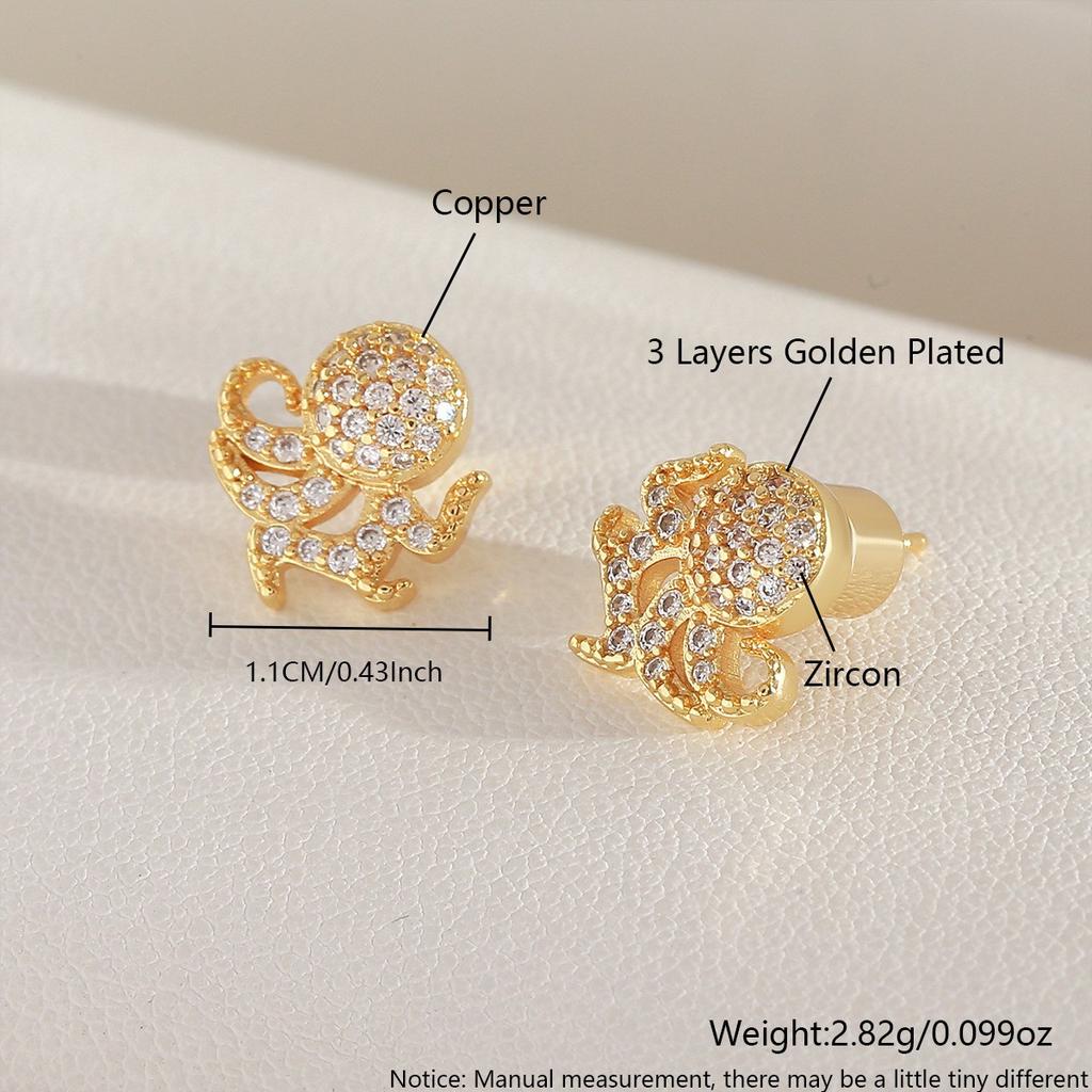 Embedded Zircon Double-layered Shell Stud Earrings - Luxurious and Exquisite Ear Accessories for Women
