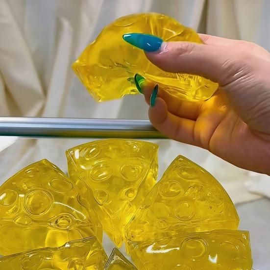 Squeeze hračka sýr pro odbourání stresu Průhledná žlutá Pomalé zvedání sýr Měkká novinka Senzorická fidget hračka pro děti i dospělé