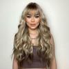 EASIHAIR Parrucche sintetiche lunghe ondulate, parrucca bionda con capelli ombré con frangia per donne, parrucca da cosplay quotidiana, resistente al calore