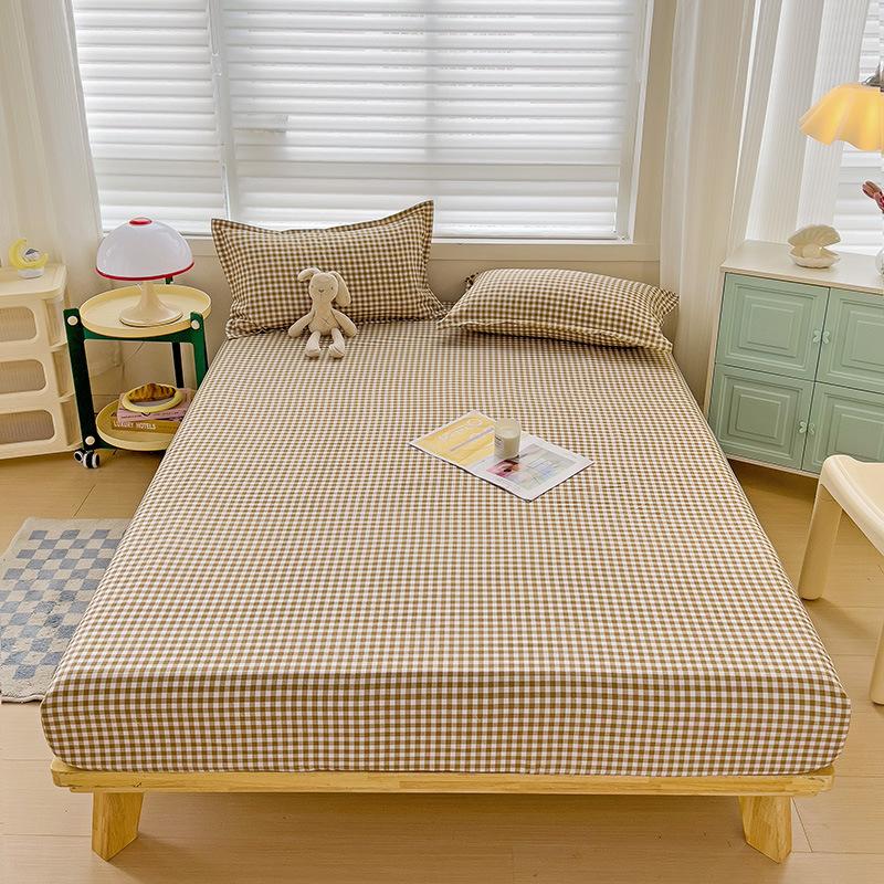 Four Seasons Skin-friendly Washed and Brushed Solid Color Pillowcase Protective Cover Double Fitted Sheet Taiwan Bed Bag