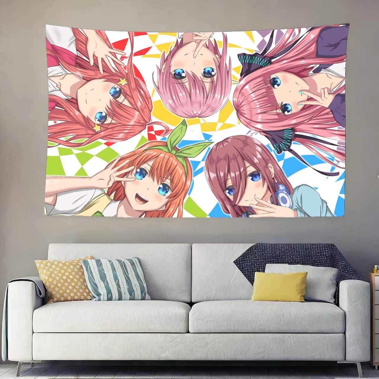 

Gotoubun no Hanayome Anime Themed Tapestry Miku Yotsuba Printed Wall Hanging Aesthetic Wall Decor For Anime Dorm Room 74x94cm(29x37in)