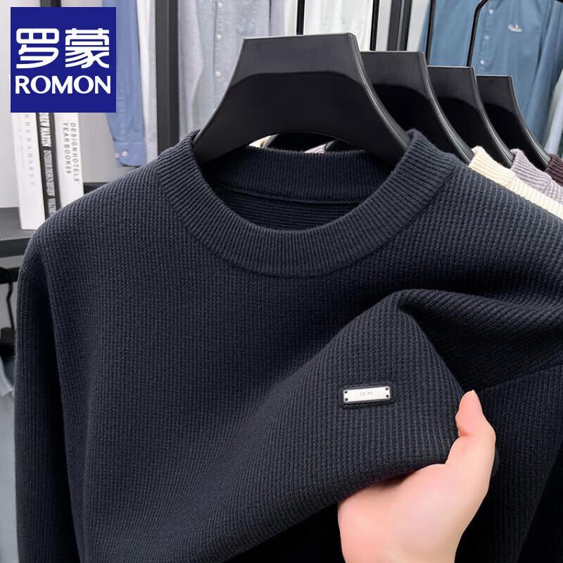 ROMON Men's Round Neck Thick Warm Knit Sweater