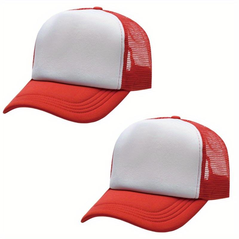 

2Pcs Mixed Color Mesh Breathable Baseball Cap, Trend Color Block Mesh Breathable Trucker Hat, Women Adjustable Sun Hat