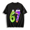 Cute Number 67 Cake Print Casual Short Sleeve Top For Adults Kids Pure Cotton T-shirt