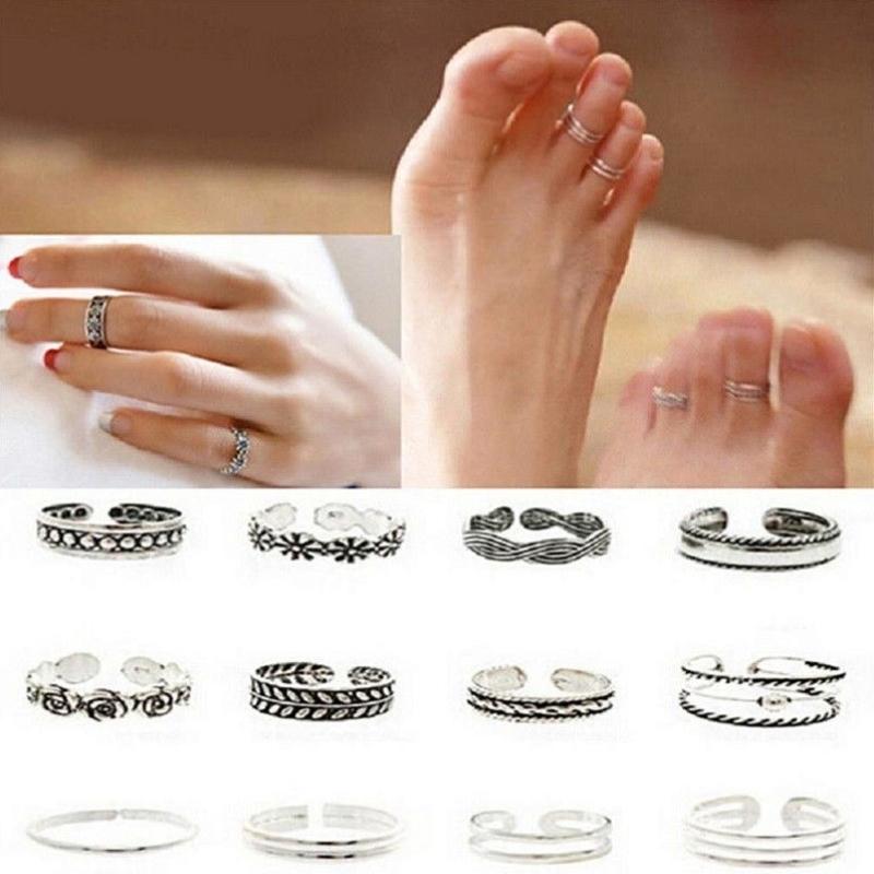 9Pcs Adjustable Toe Rings for Women Hypoallergenic Open Toe Ring Set Women Beach Foot Jewelry Caring Women Foot Ring Jewelry