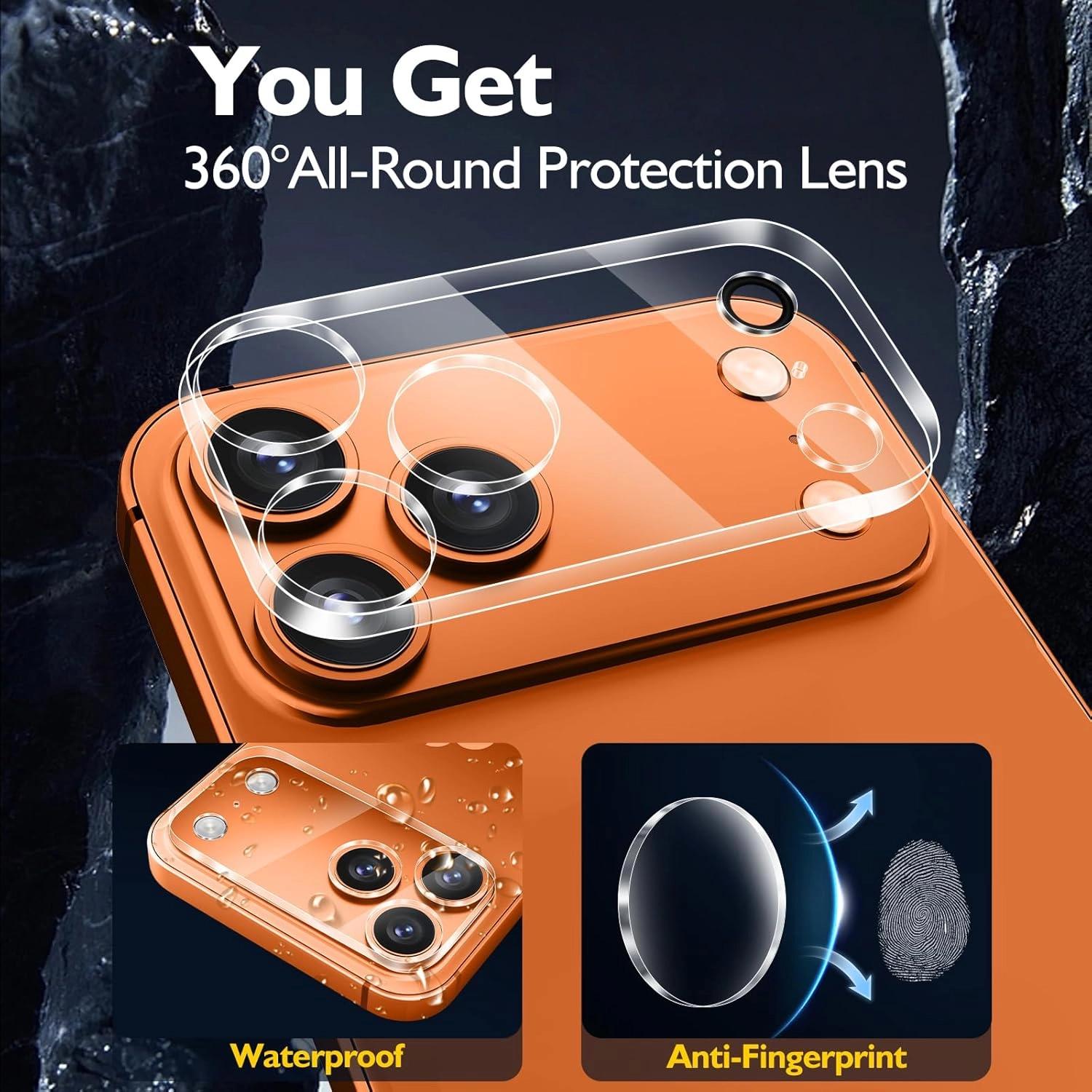2 PCS Mobile Phone Camera Lens Protector for iPhone17 Pro Max, Phone Camera Screen Protector Tempered Glass, Anti-Scratch Tempered glass
