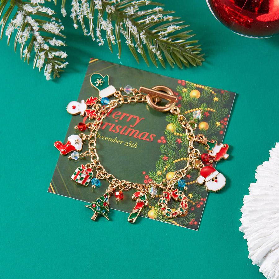 Noter New 3 Styles Christmas Bracelet Unisex Crutches Gloves Deer Socks Snowflakes Pendant Braslet Versatile Accessories Joias