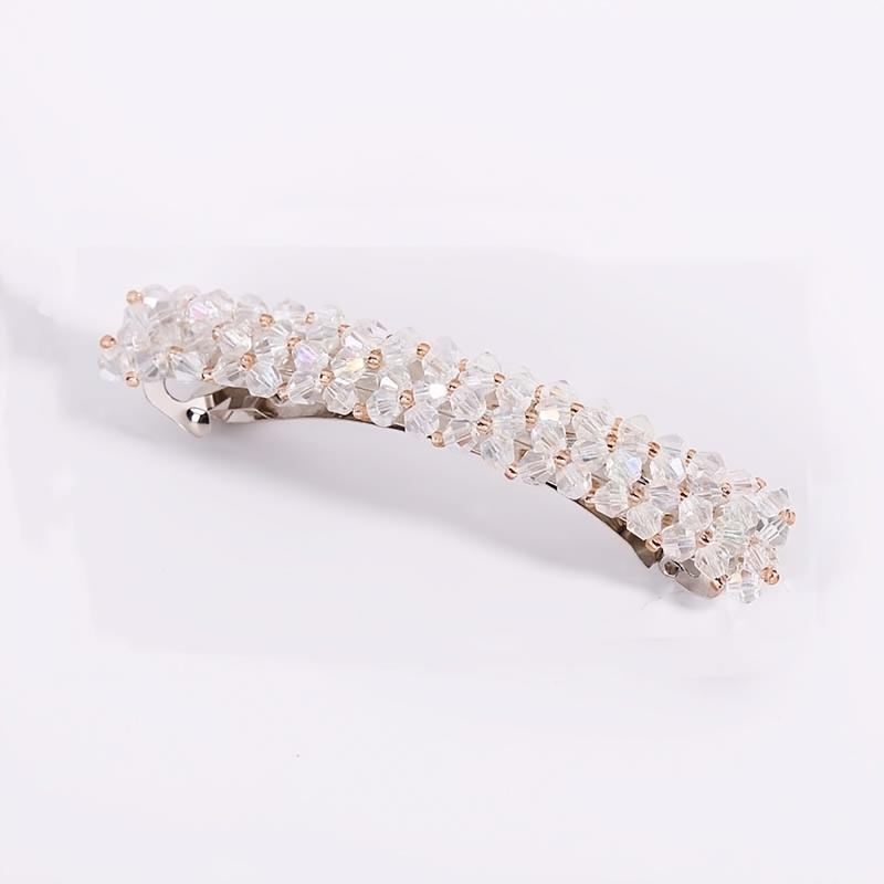 

Кристальная заколка-слайдер для волос со стразами - Пластиковая заколка в форме звезды для женщин, Блестящий французский зажим для тонких волос, Элегантный аксессуар для волос белый