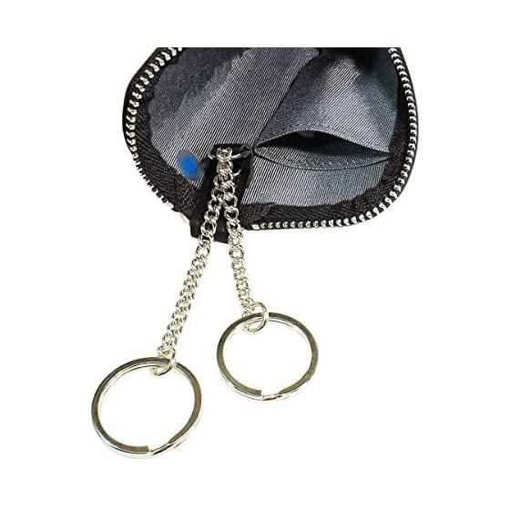 Inden-ya Key Case D, Deer Leather, Black Base X Pink Lacquer, Clematis Pattern, 4707-51-169
